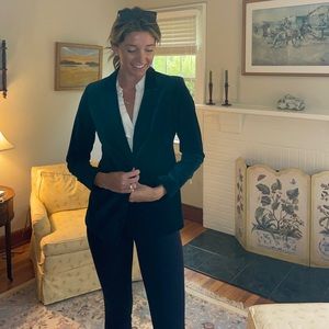 Deep Teal/Blue Velvet Blazer